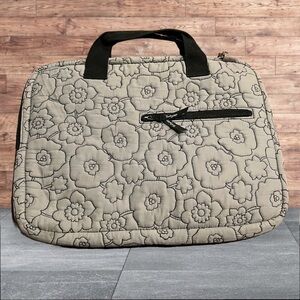 Thirty One Gray Quilted Floral Laptop Sleeve Bag Computer Case